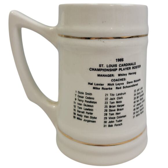 Vintage 1985 St Louis Baseball Cardinals East Division Champions Ceramic Mug - Picture 2 of 5